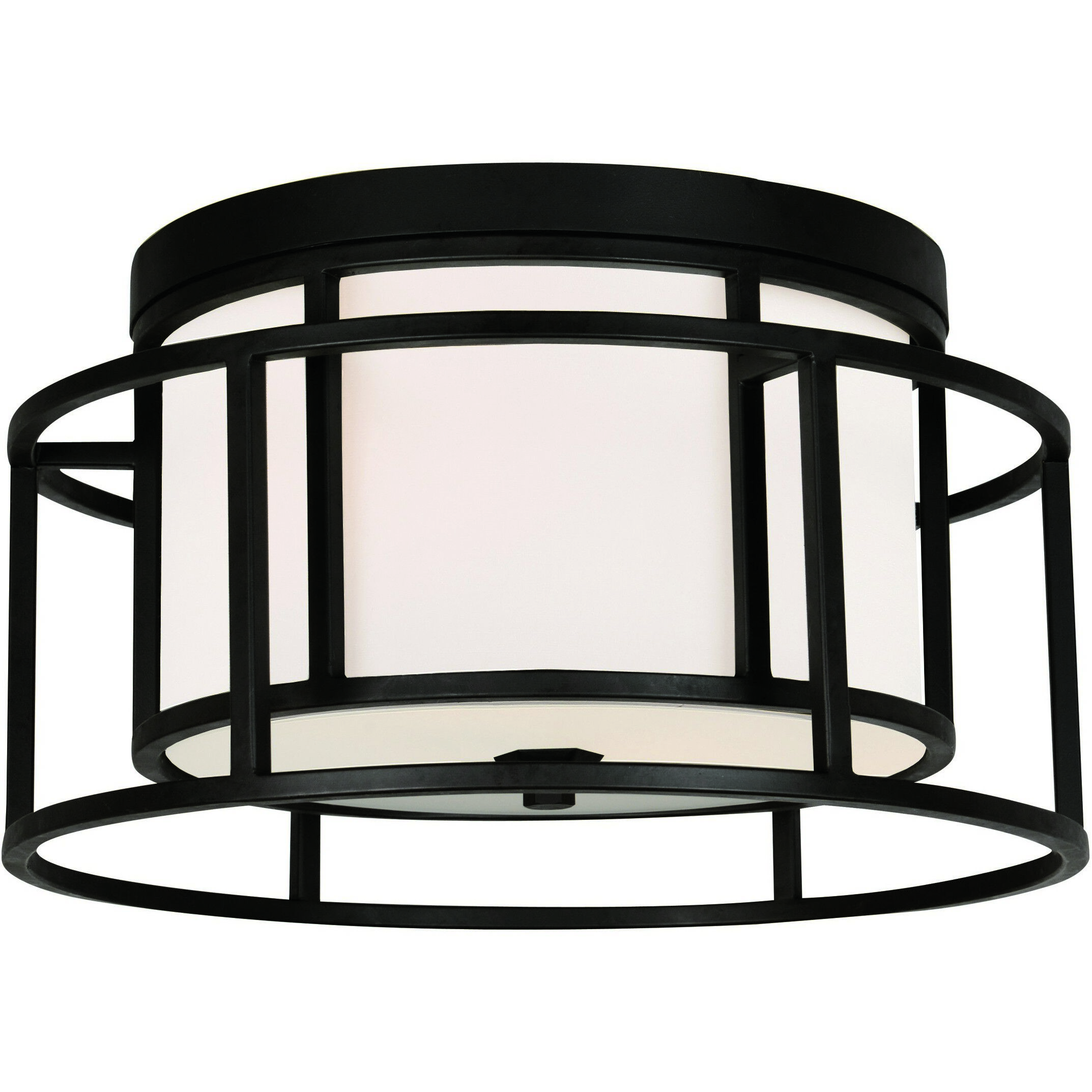 Hulton 2 Light 15 inch Matte Black Flush Ceiling Light
