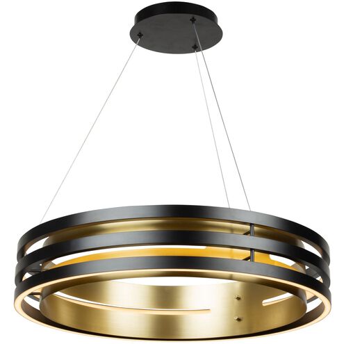 Toledo LED 25.5 inch Black and Brushed Brass Down Chandelier Ceiling Light