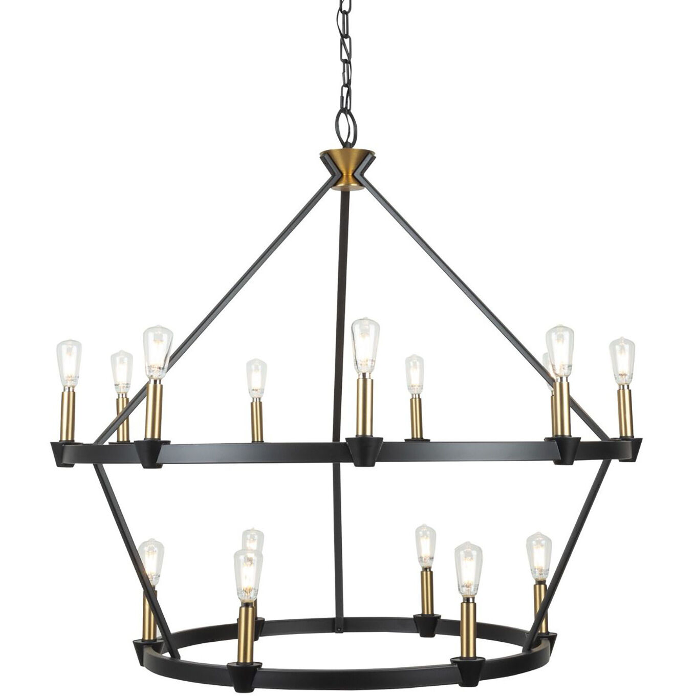 Notting Hill LED 36 inch Black and Brushed Brass Chandelier Ceiling Light