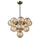 Gem LED 23.25 inch Black and Brushed Brass Chandelier Ceiling Light in Amber