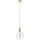 Single 1 Light 8 inch Polished Brass Down Pendant Ceiling Light