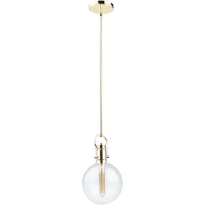 Single 1 Light 8 inch Polished Brass Down Pendant Ceiling Light