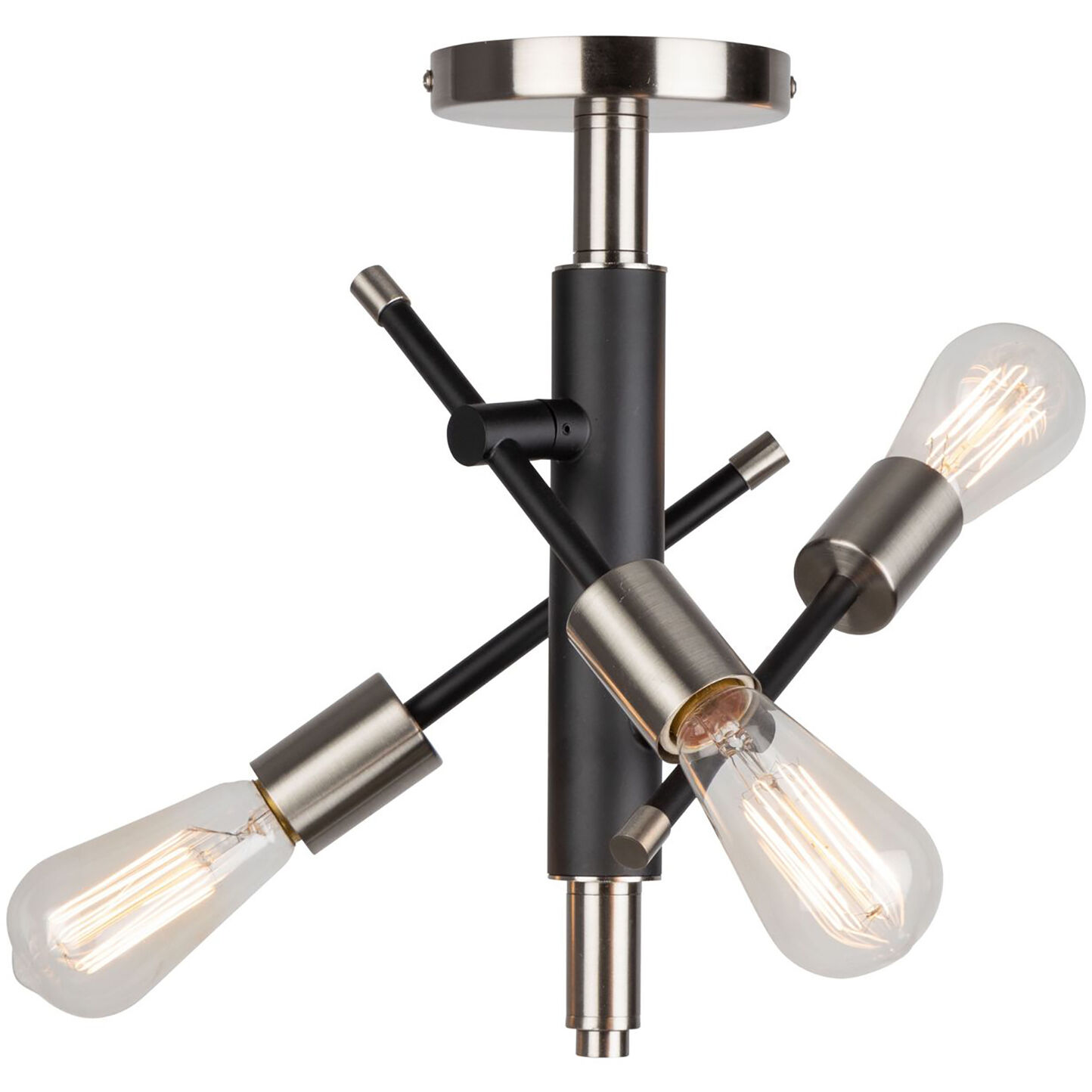 Truro LED 9 inch Black and Brushed Nickel Semi-Flush Mount Ceiling Light