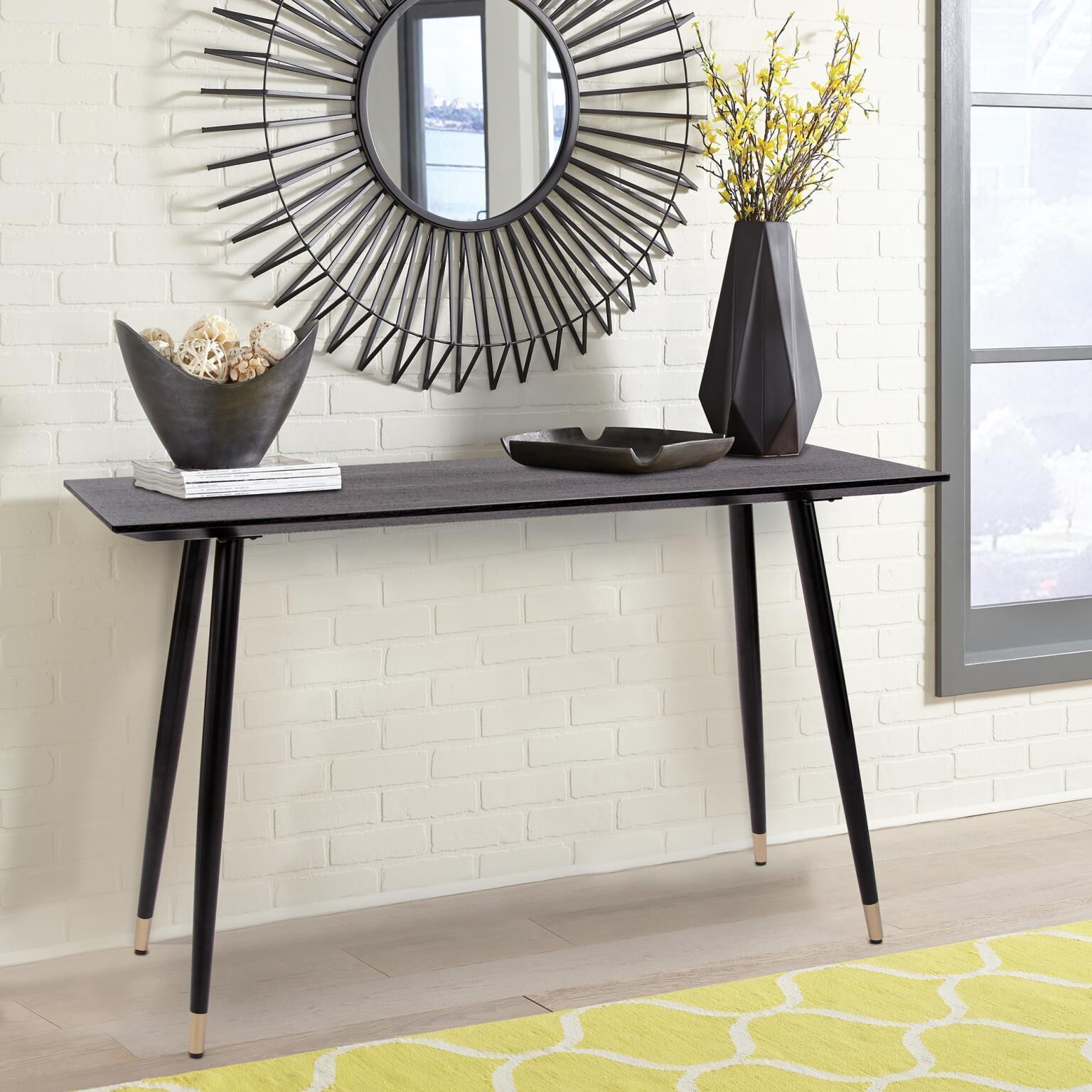 Soho 47 inch Dark Ash/Brass Console Table