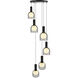 Juna 6 Light 25.2 inch Black and Volcanic Black Travertine Pendant Ceiling Light