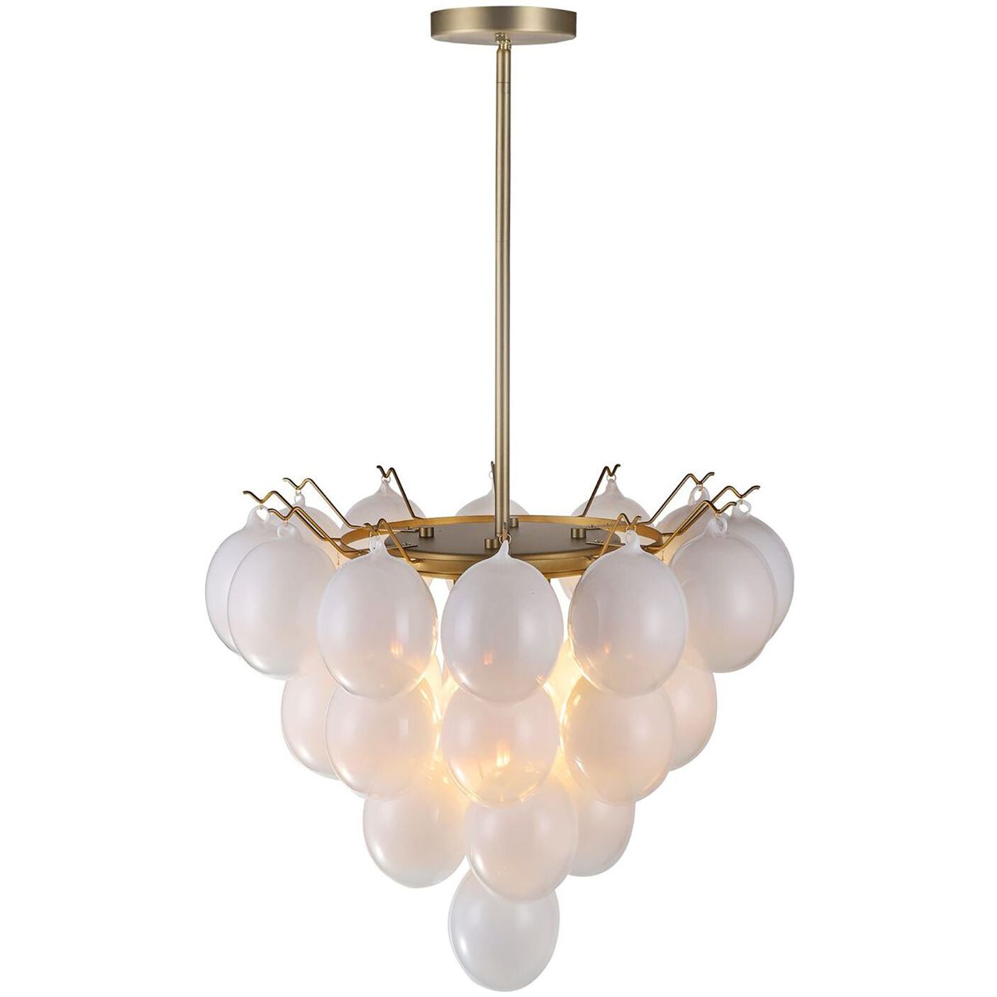 Globo LED 25 inch Brass Chandelier Ceiling Light in Milky White