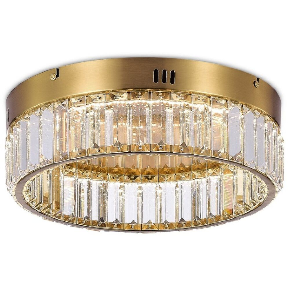 Stella LED 13.75 inch Brushed Brass Flush Mount Ceiling Light in Black and Brass