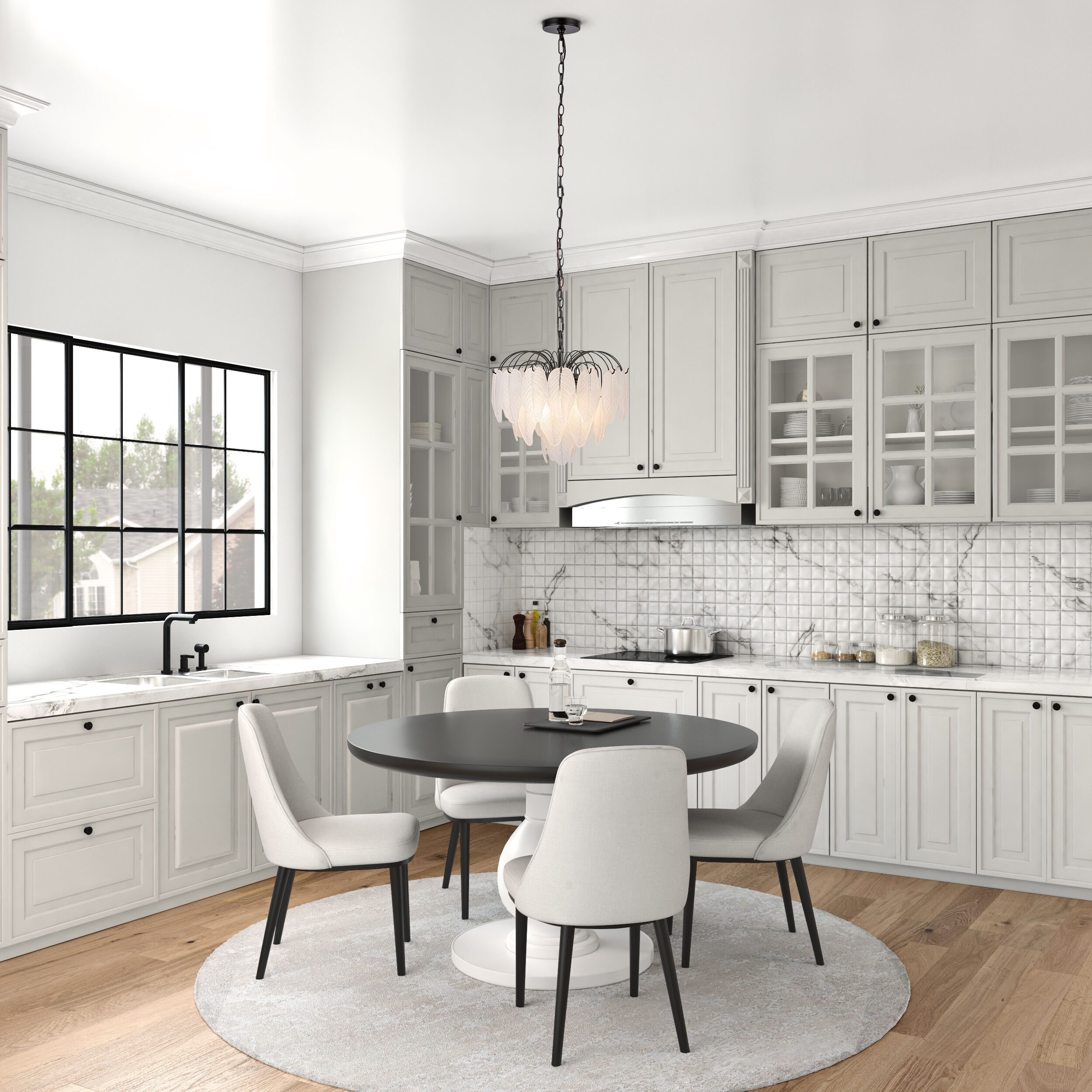 Alessia 4 Light 16.5 inch Black and White Chandelier Ceiling Light