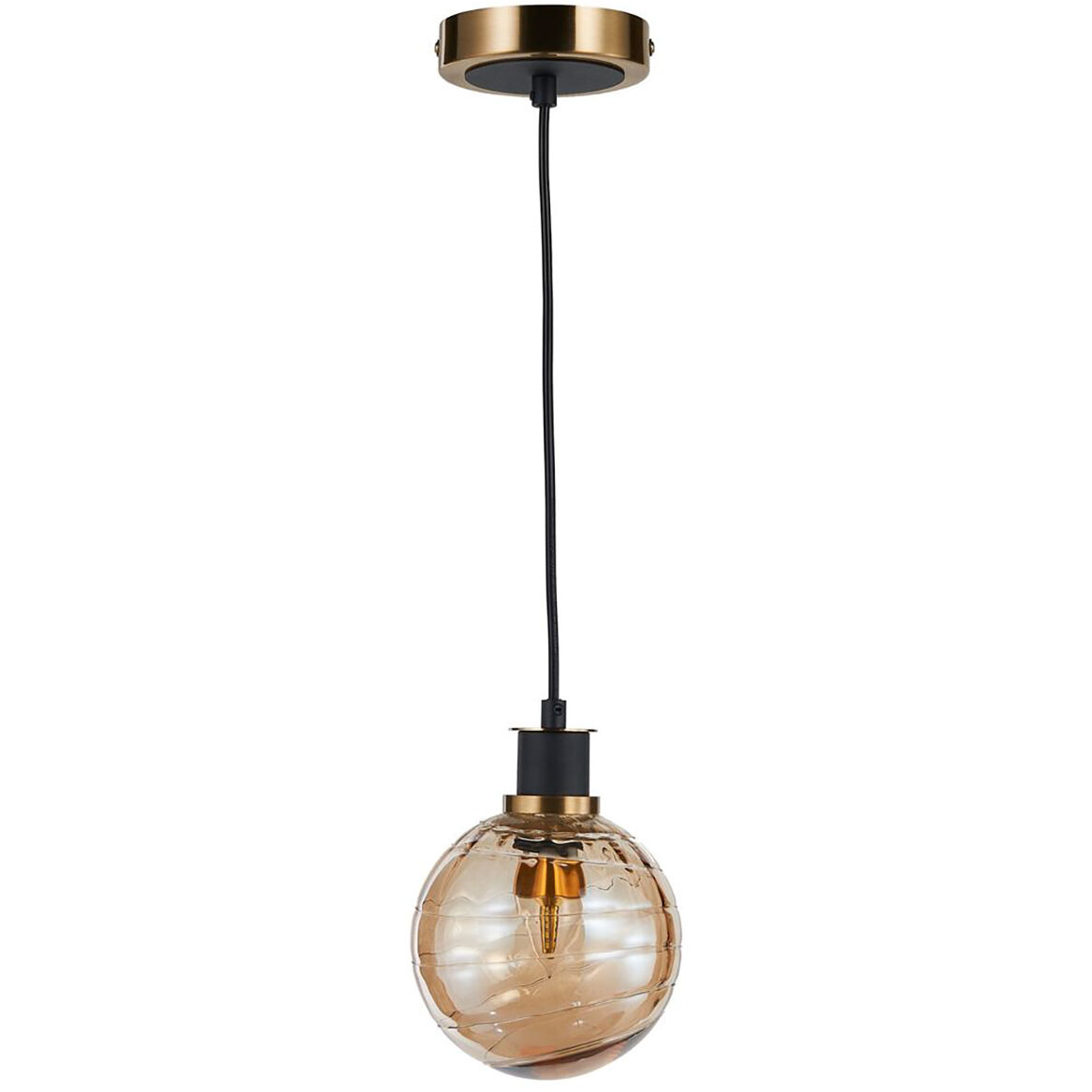 Gem LED 6 inch Black and Brushed Brass Pendant Ceiling Light in Amber