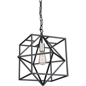 Roxton 1 Light 15 inch Matte Black and Polished Nickel Pendant Ceiling Light