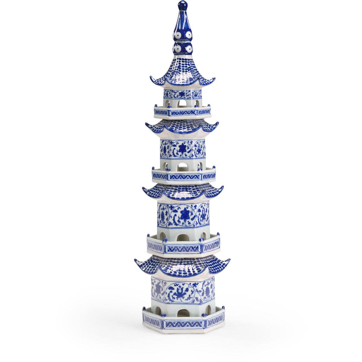 Chelsea House Cobalt/Off White Glaze Pagoda Accent