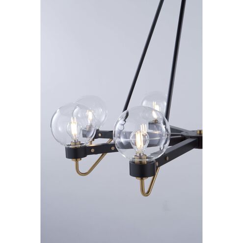 Chelton LED 35.5 inch Matte Black and Harvest Brass Up Chandelier Ceiling Light in Clear