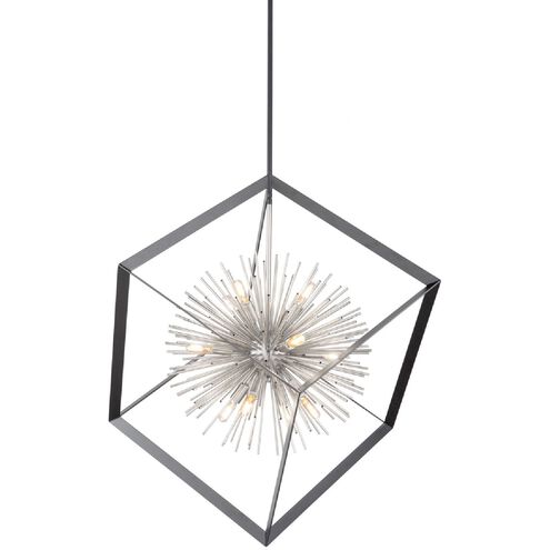 Sunburst LED 37 inch Matte Black and Chrome Chandelier Ceiling Light