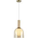 Juna 1 Light 7.9 inch Brass and Travertine Pendant Ceiling Light