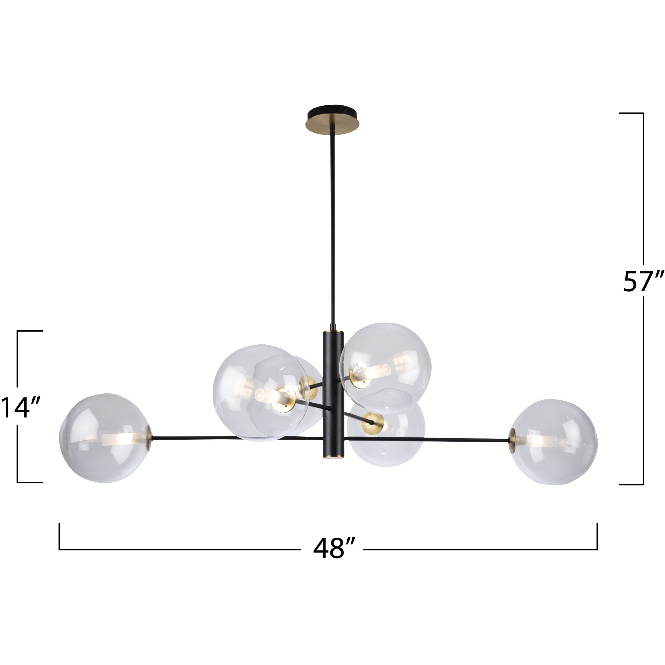 Aurelia 6 Light 34.5 inch Matte Black and Brass Chandelier Ceiling Light