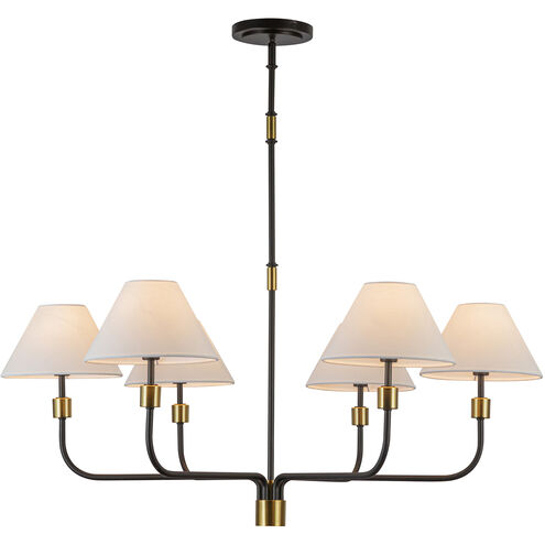 Providence 6 Light 42 inch Black and Brushed Brass Chandelier Ceiling Light