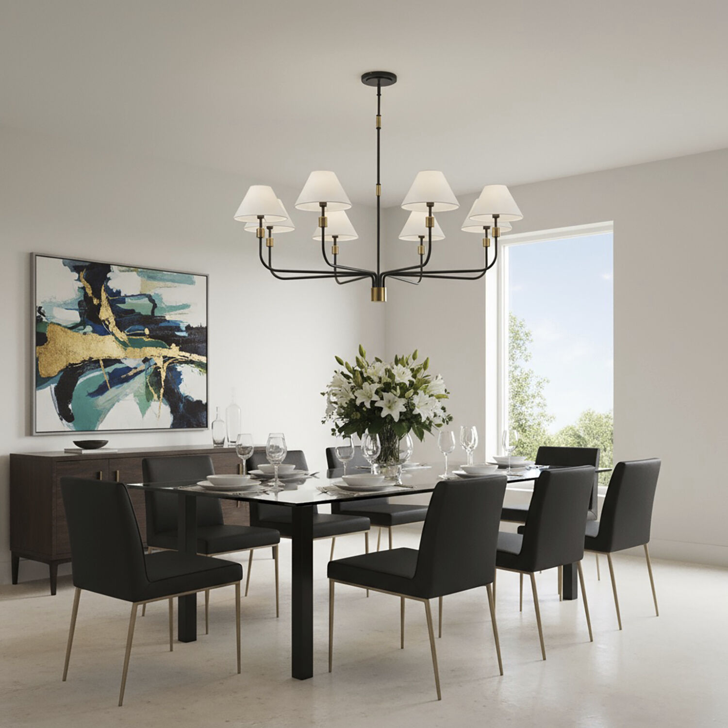 Providence 8 Light 52 inch Black and Brushed Brass Chandelier Ceiling Light