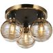 Gem LED 14.5 inch Black and Brushed Brass Semi-Flush Mount Ceiling Light in Amber