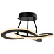 Wave LED 17.7 inch Black Semi-Flush Mount Ceiling Light