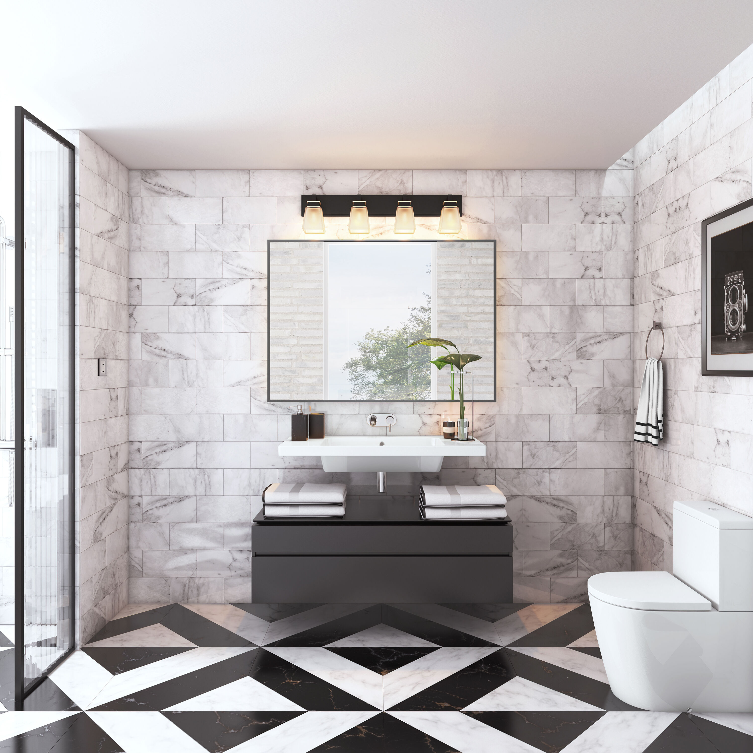 Eastwood LED 33 inch Black and Brushed Nickel Bathroom Vanity Wall Light