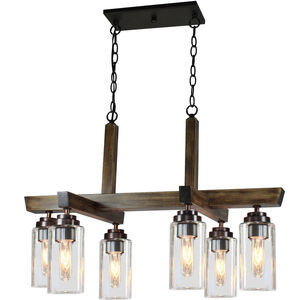 Home Glow 6 Light 18 inch Distressed Pine Chandelier Ceiling Light