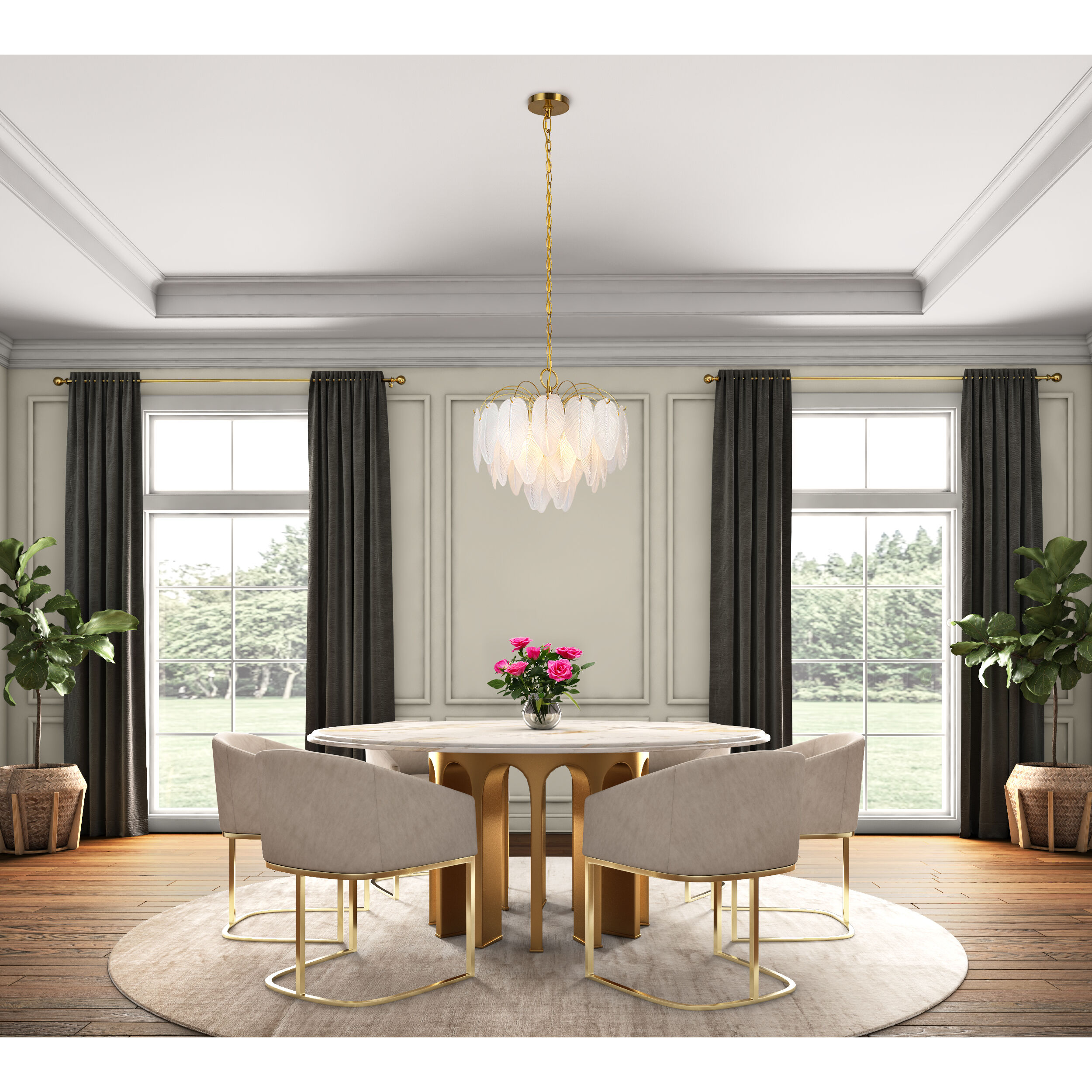 Alessia 4 Light 16.5 inch Brushed Brass and White Chandelier Ceiling Light