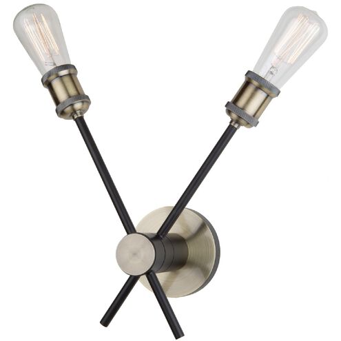 Tribeca Wall Light in Matte Black and Satin Brass