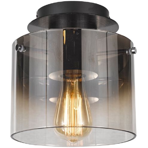 Henley LED 8 inch Satin Black and Smoke Glass Flush Mount Ceiling Light