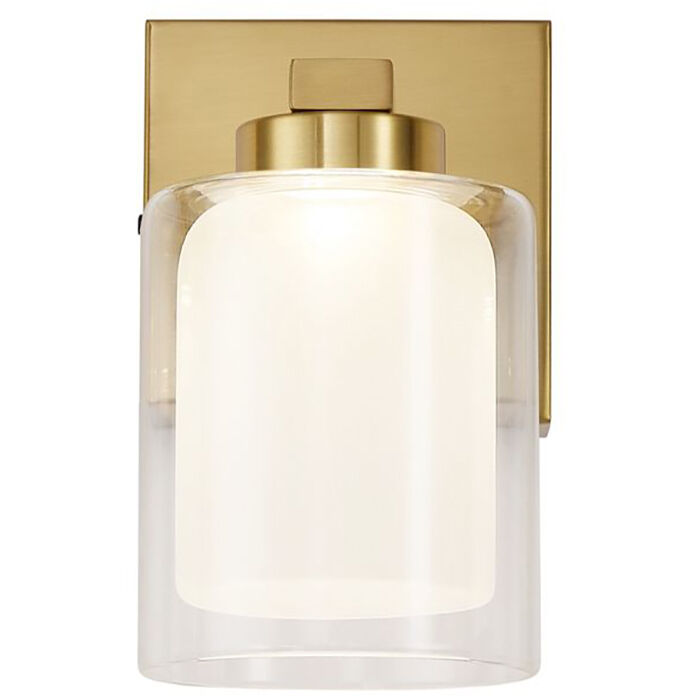 Saville LED 7 inch Brass Bathroom Sconce Wall Light