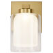 Saville LED 7 inch Brass Bathroom Sconce Wall Light