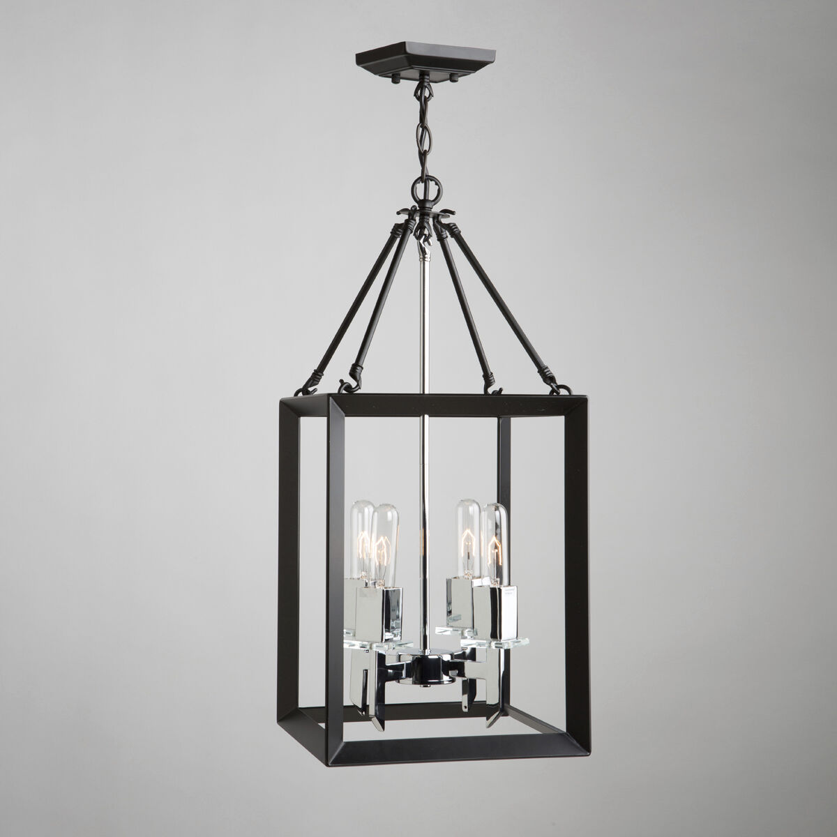 Vineyard 4 Light 12 inch Black and Chrome Up Chandelier Ceiling Light in Black/Chrome