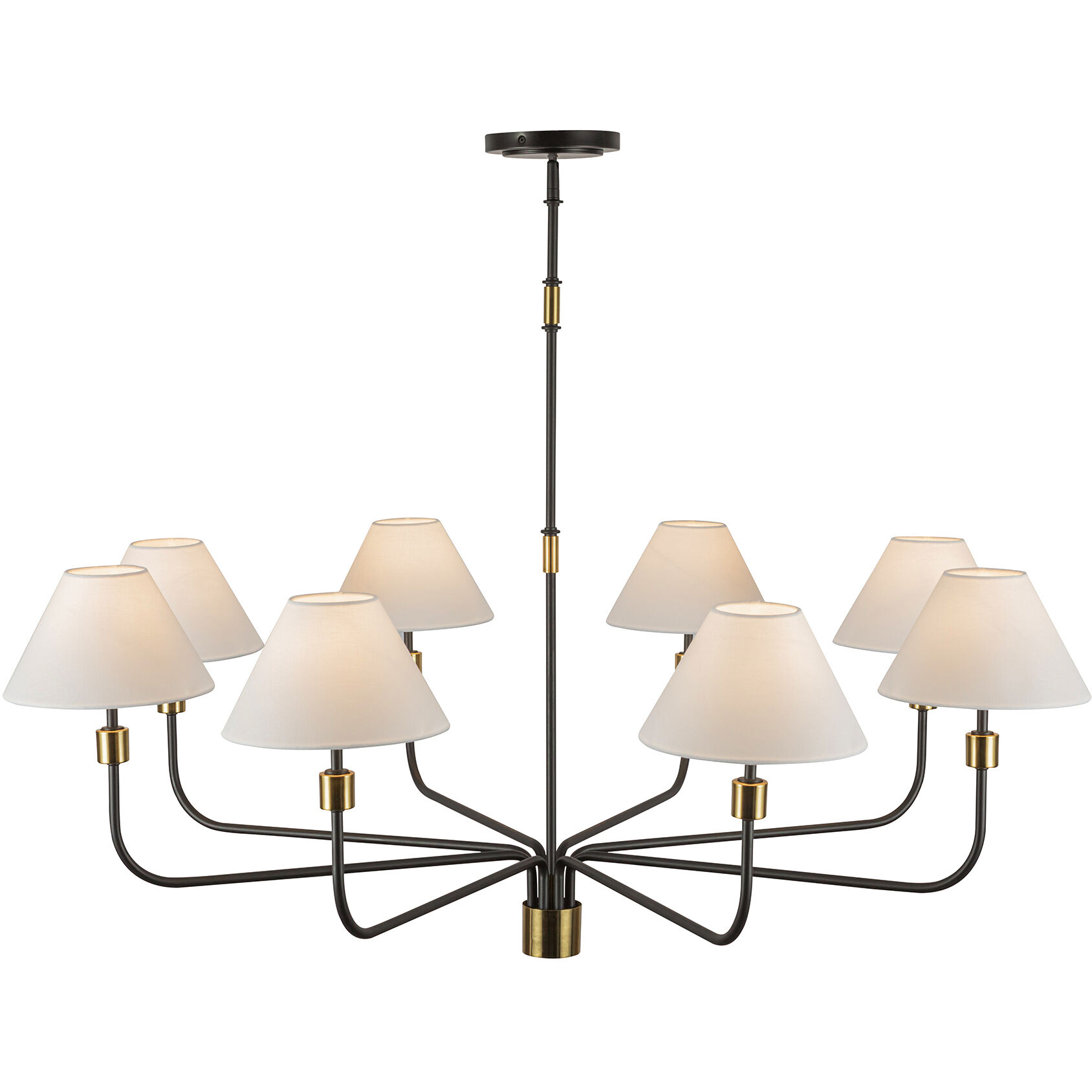 Providence 8 Light 52 inch Black and Brushed Brass Chandelier Ceiling Light