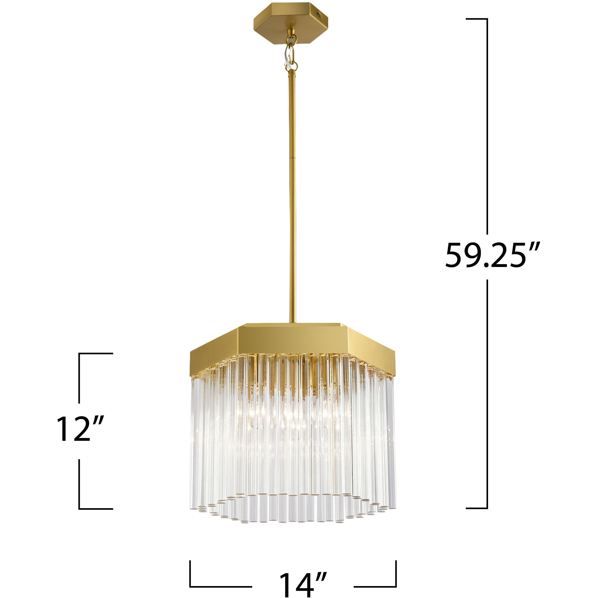 Emma 3 Light 13.87 inch Brushed Brass Pendant Ceiling Light