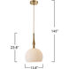 Kate 1 Light 13.8 inch Brushed Brass Pendant Ceiling Light
