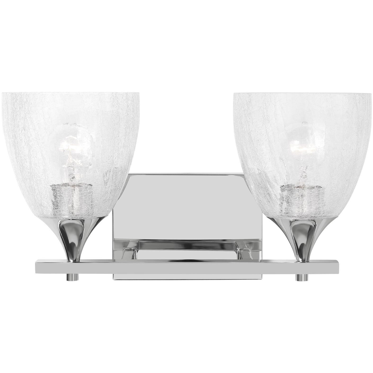 Drew & Jonathan Toffino 2 Light 16 inch Chrome Vanity Light Wall Light in Clear Crackle Glass