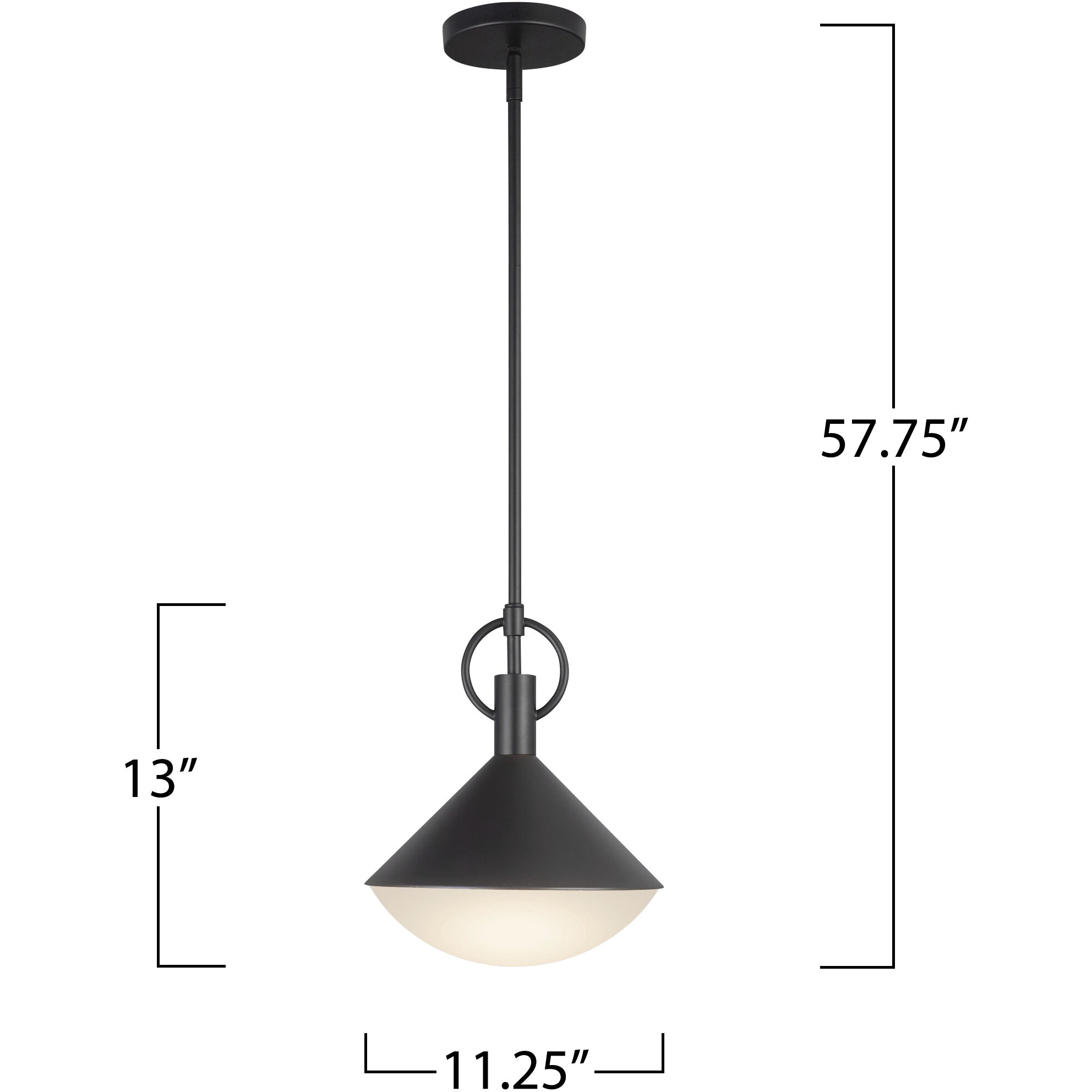 Abruzzo 1 Light 11.25 inch Black Down Pendant Ceiling Light