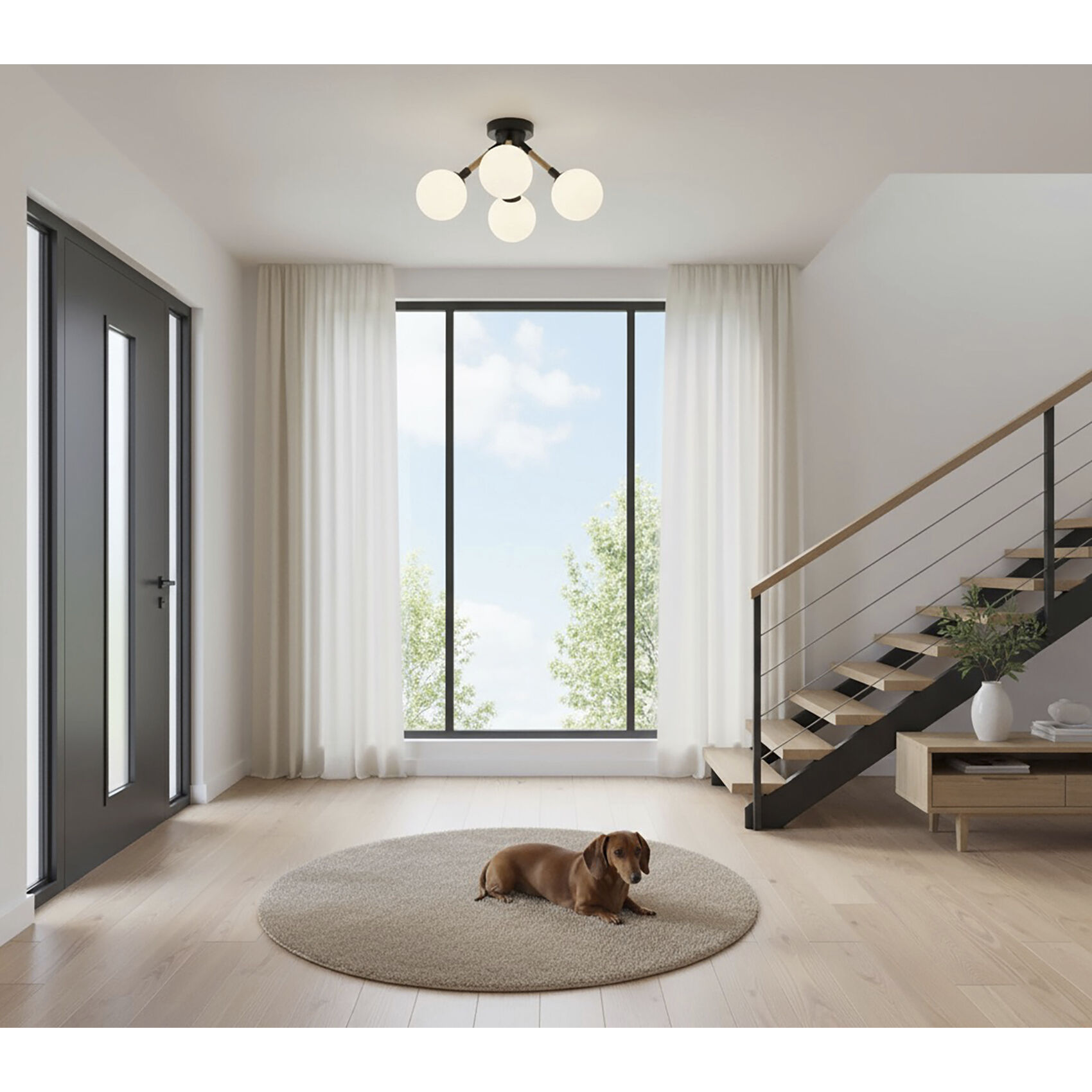 Capilano LED 17.9 inch Black Semi-Flush Mount Ceiling Light