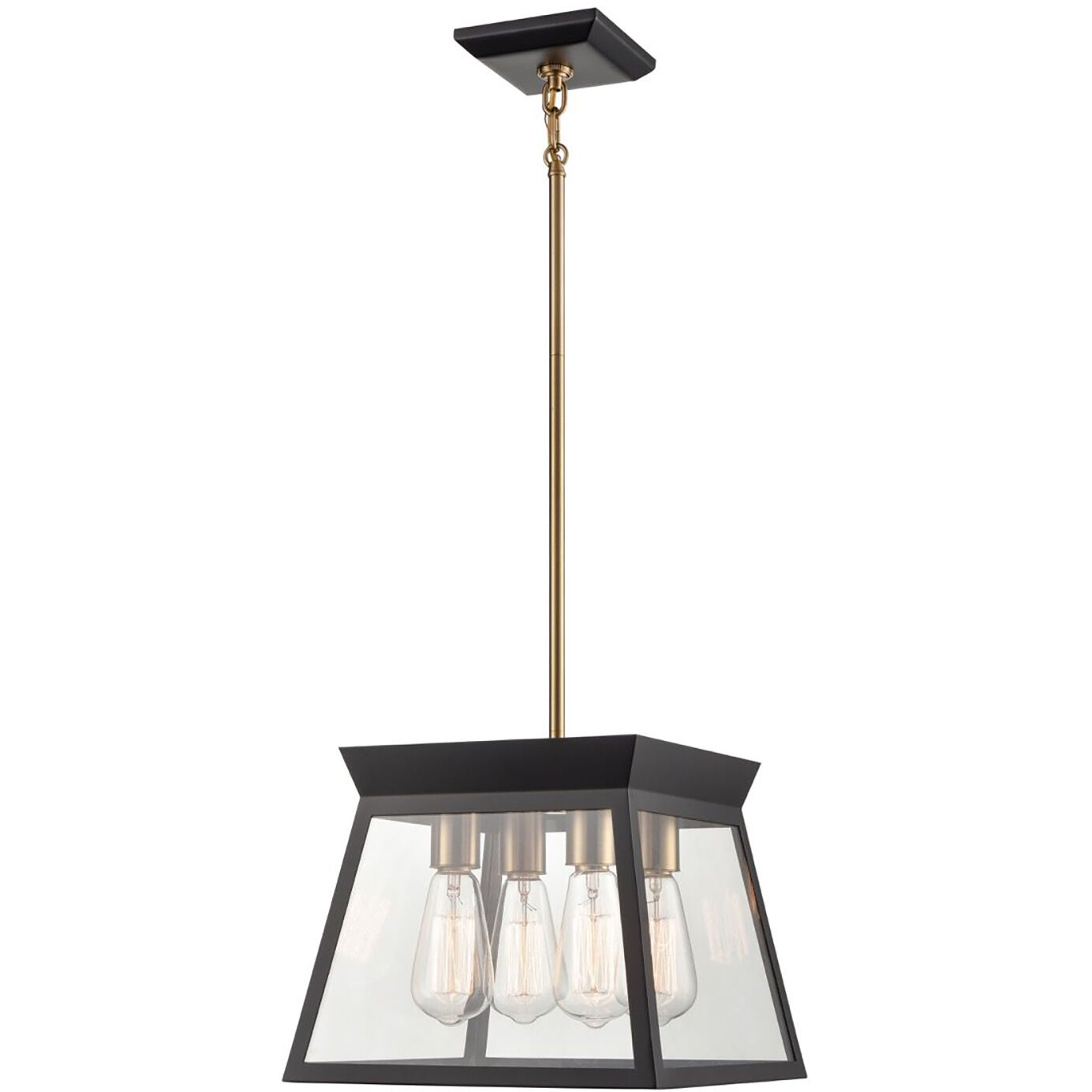 Lucian LED 12 inch Black and Brushed Brass Chandelier Ceiling Light