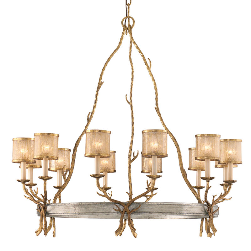 Parc Royale 12 Light 41 inch Gold And Silver Leaf Chandelier Ceiling Light