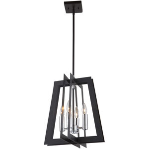 Carlton 4 Light 14 inch Matte Black and Polished Nickel Candle Chandelier Ceiling Light