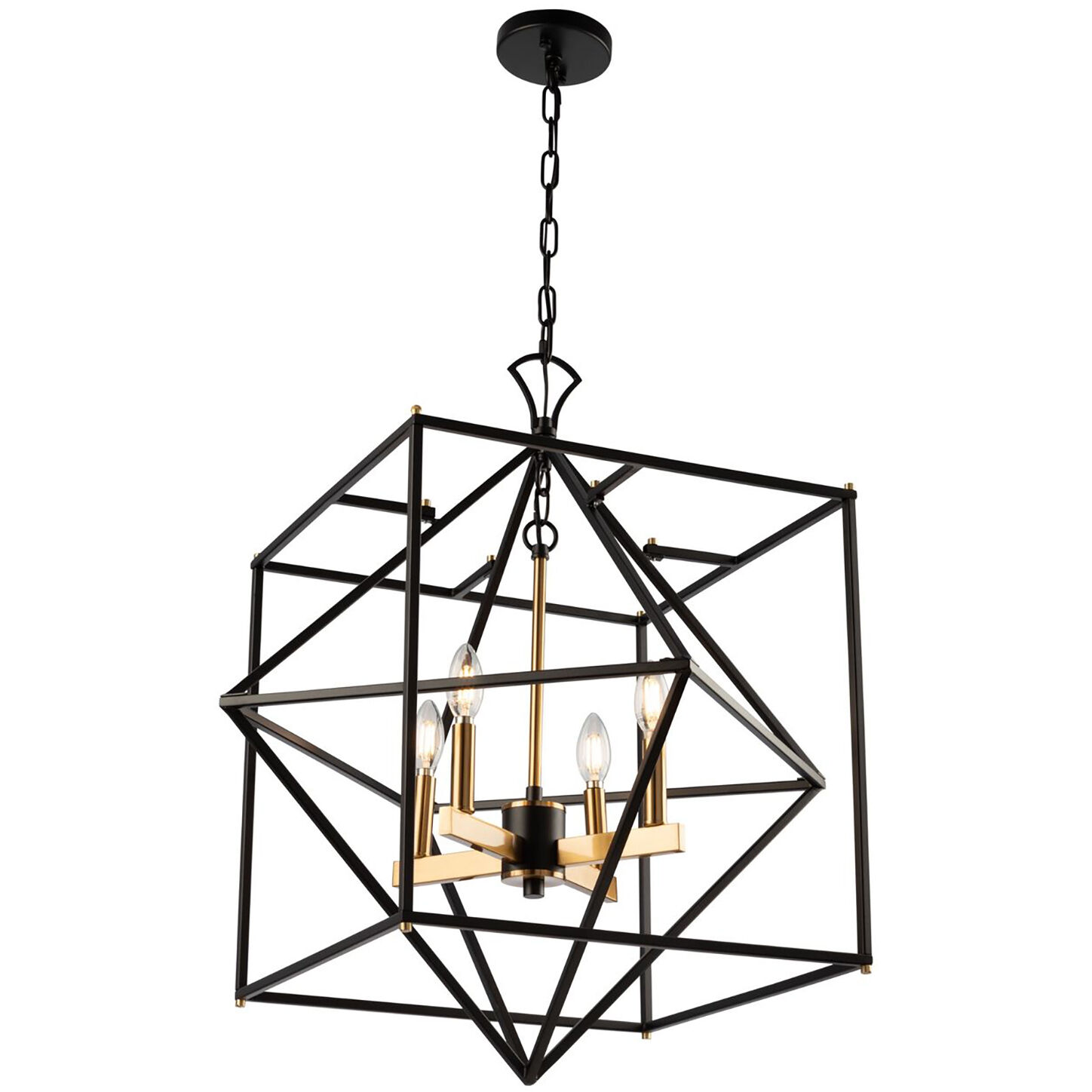 Roxton LED 25 inch Matte Black and Harvest Brass Chandelier Ceiling Light