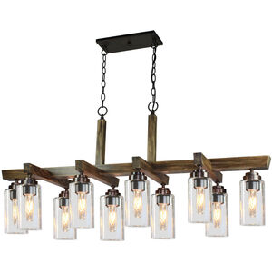 Home Glow 10 Light 18 inch Distressed Pine Chandelier Ceiling Light