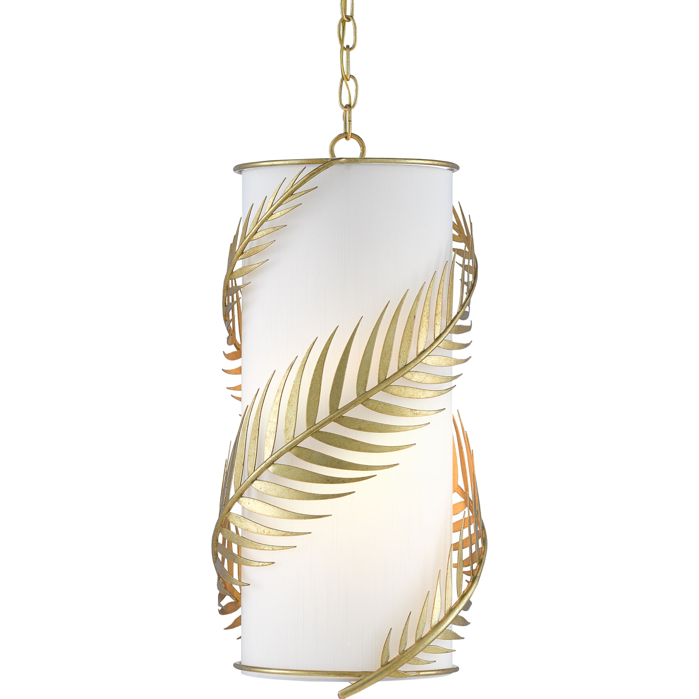 Queenbee Palm 1 Light 10 inch Contemporary Gold Leaf/White Pendant Ceiling Light