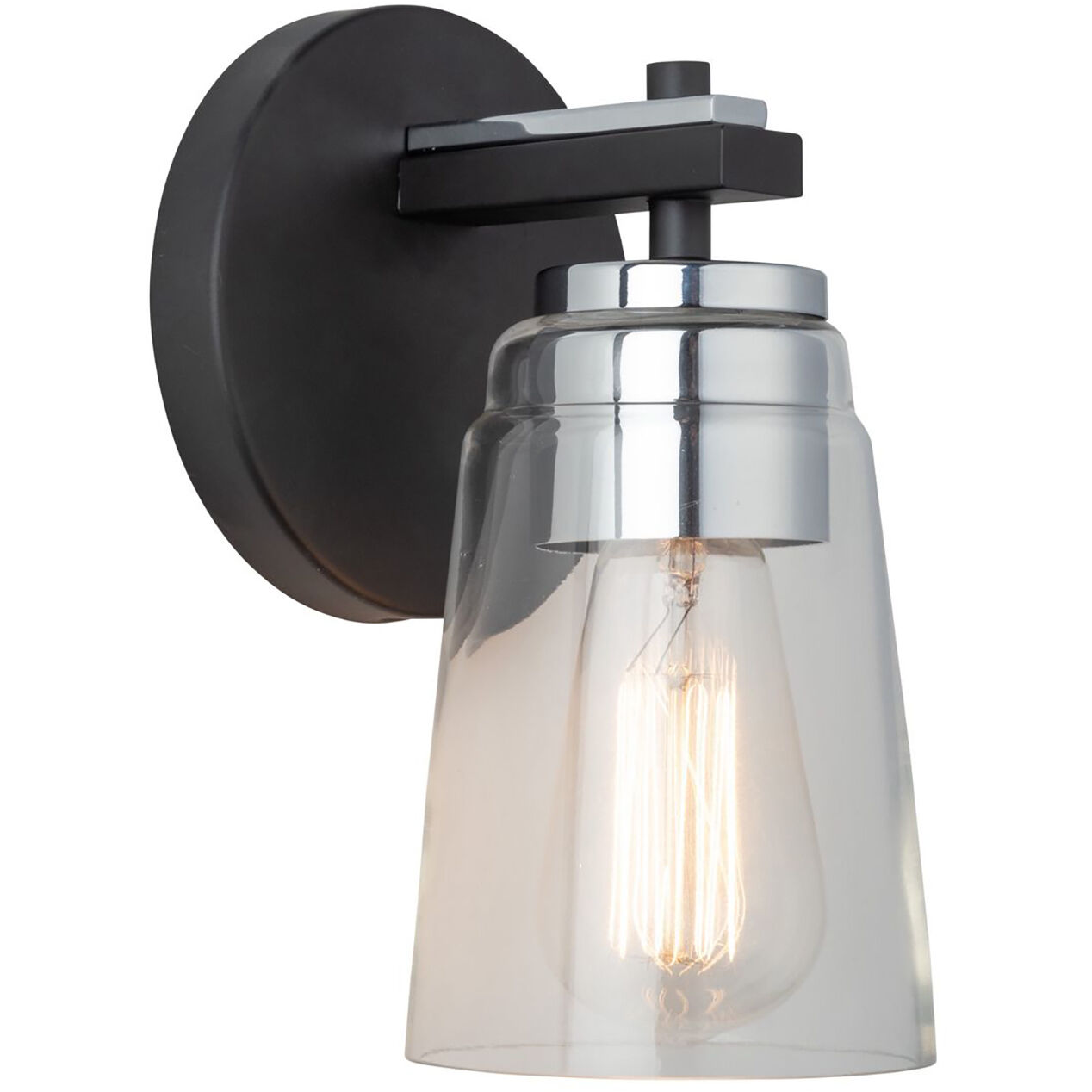 Essex LED 5.13 inch Black and Chrome Bathroom Sconce Wall Light