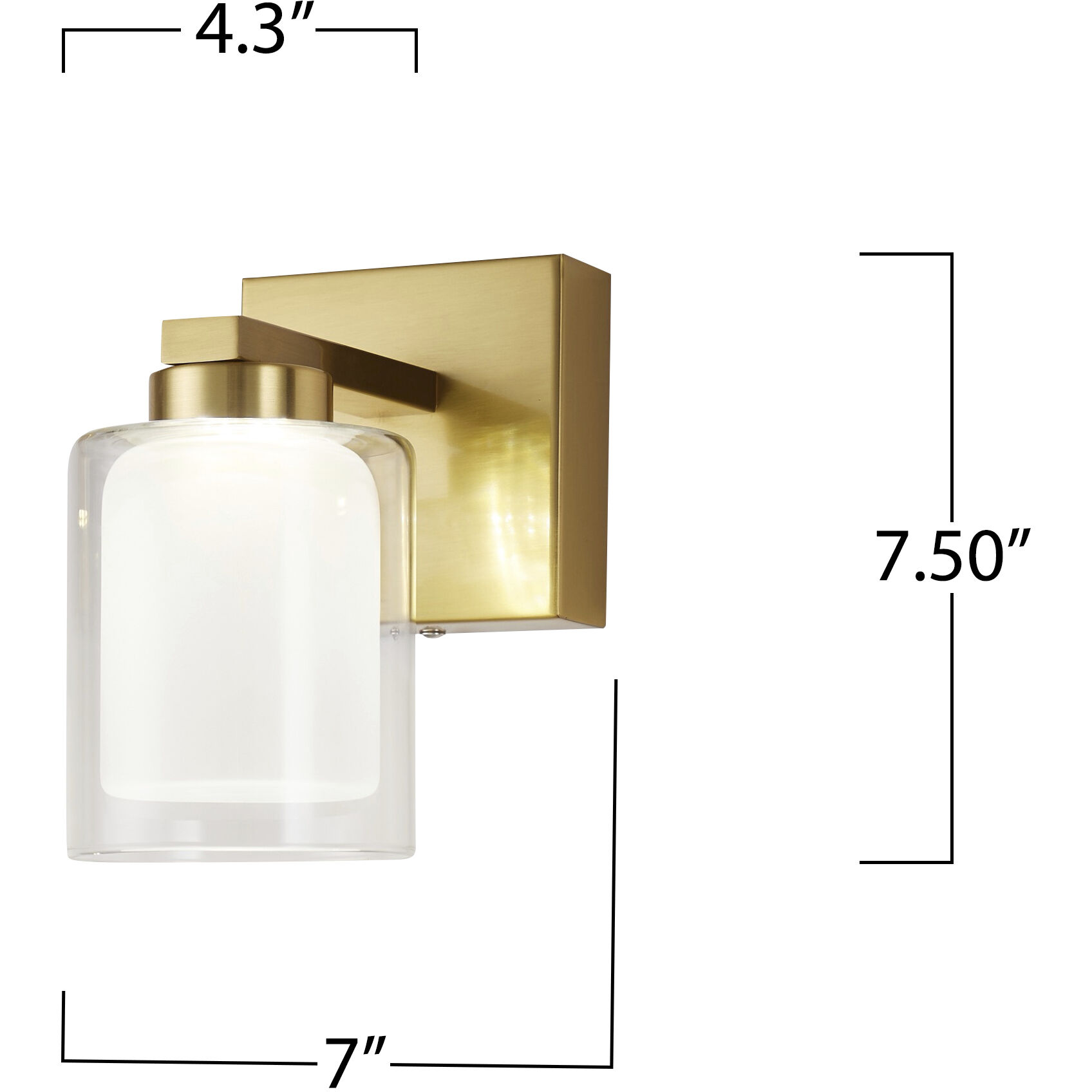 Saville LED 7 inch Brass Bathroom Sconce Wall Light