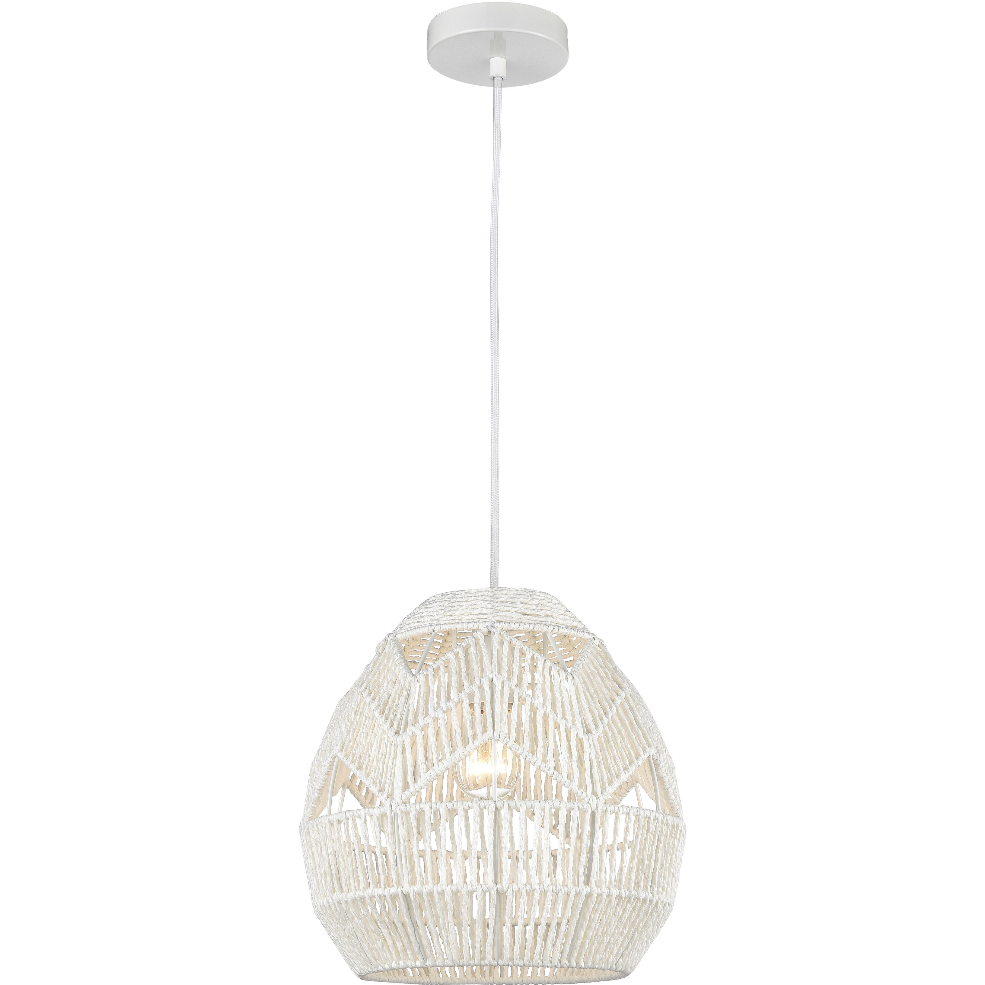 Boho 1 Light 12 inch White Pendant Ceiling Light