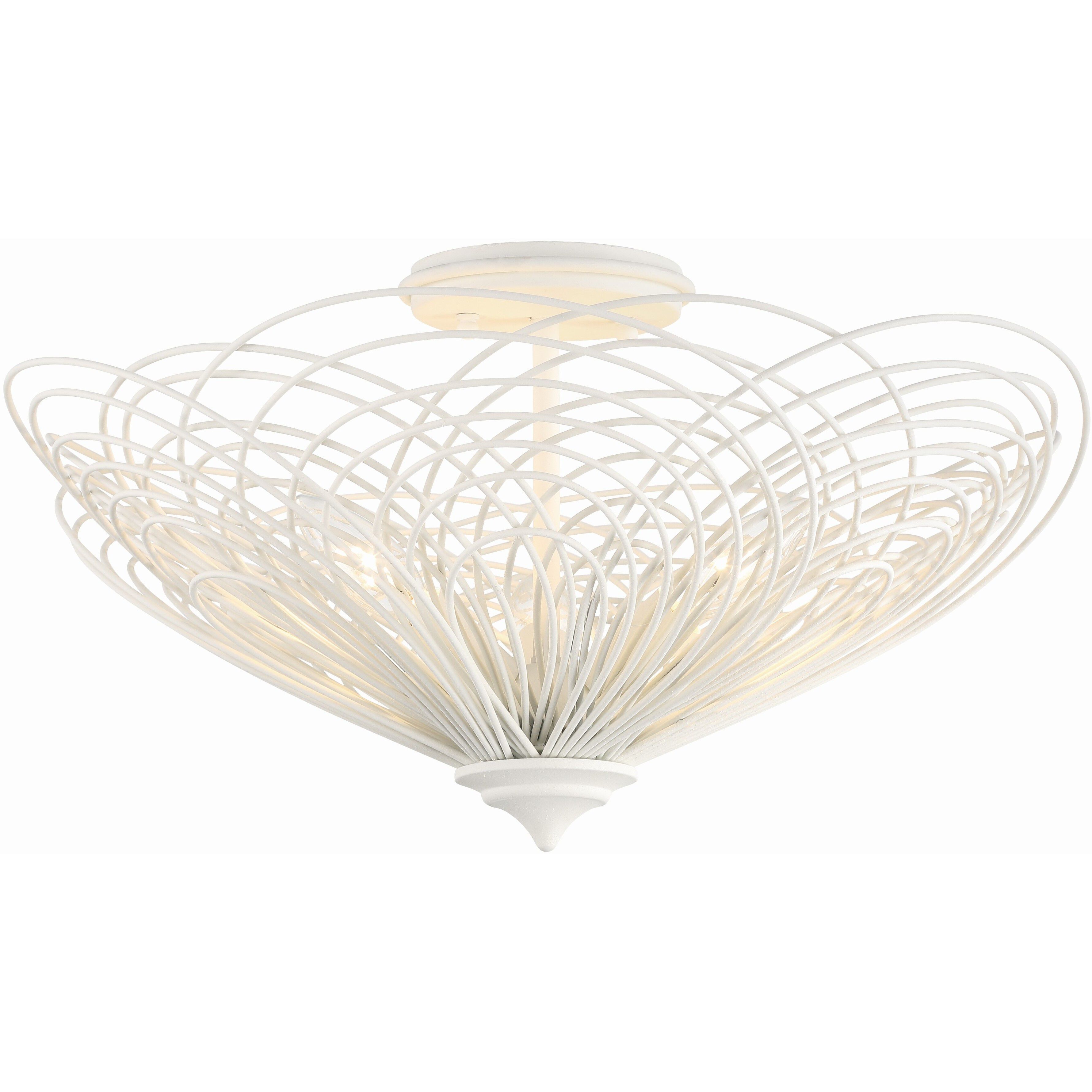 Doral 3 Light 19 inch Matte White Semi Flush Ceiling Light