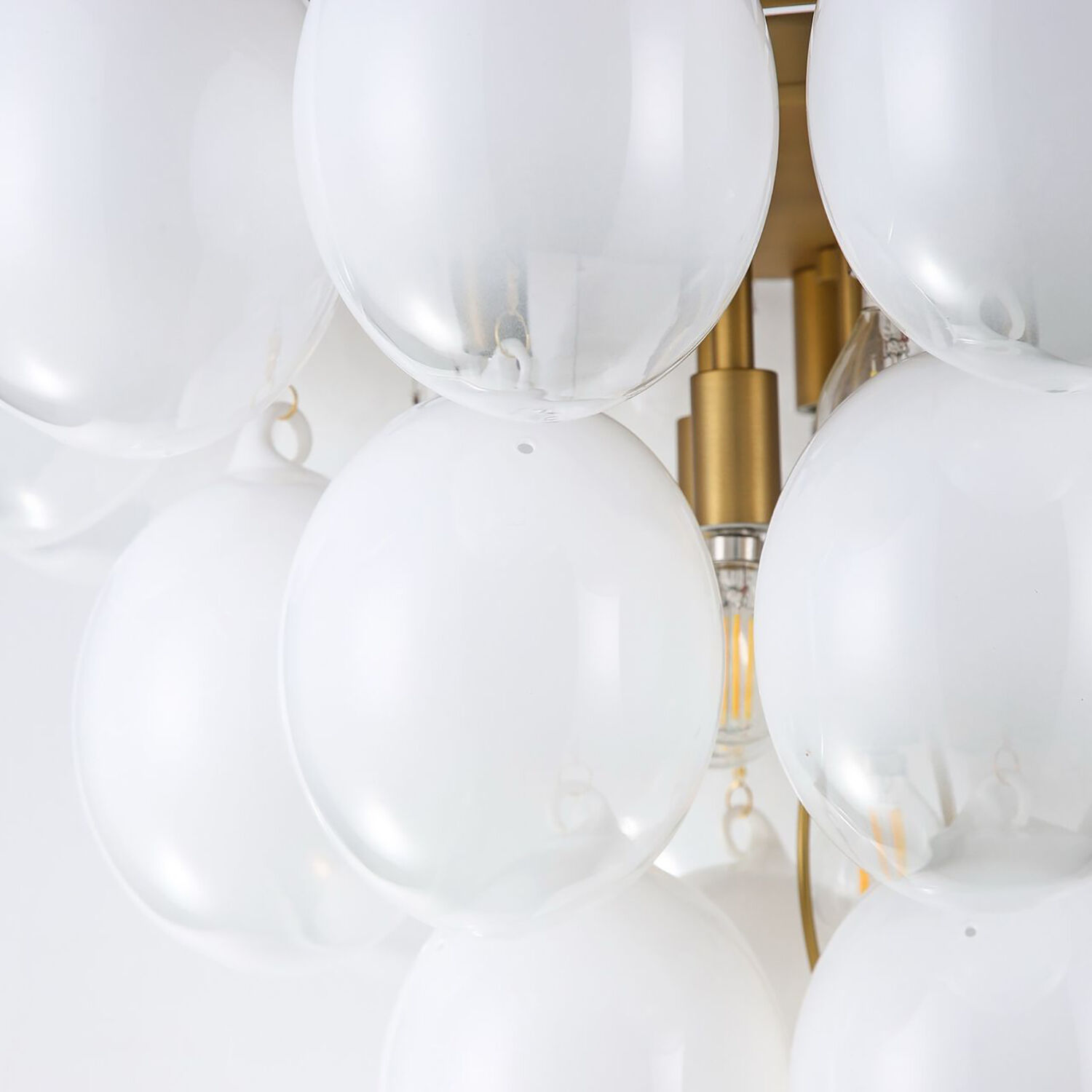 Globo LED 25 inch Brass Chandelier Ceiling Light in Milky White