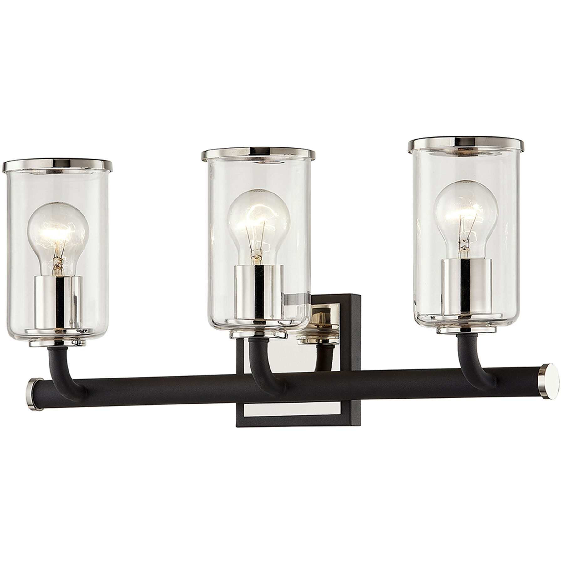 Aeon 3 Light 20 inch Textured Black and Polished Nickel Bath And Vanity Wall Light