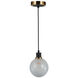 Gem LED 6 inch Black and Brushed Brass Pendant Ceiling Light in Glossy Textured White